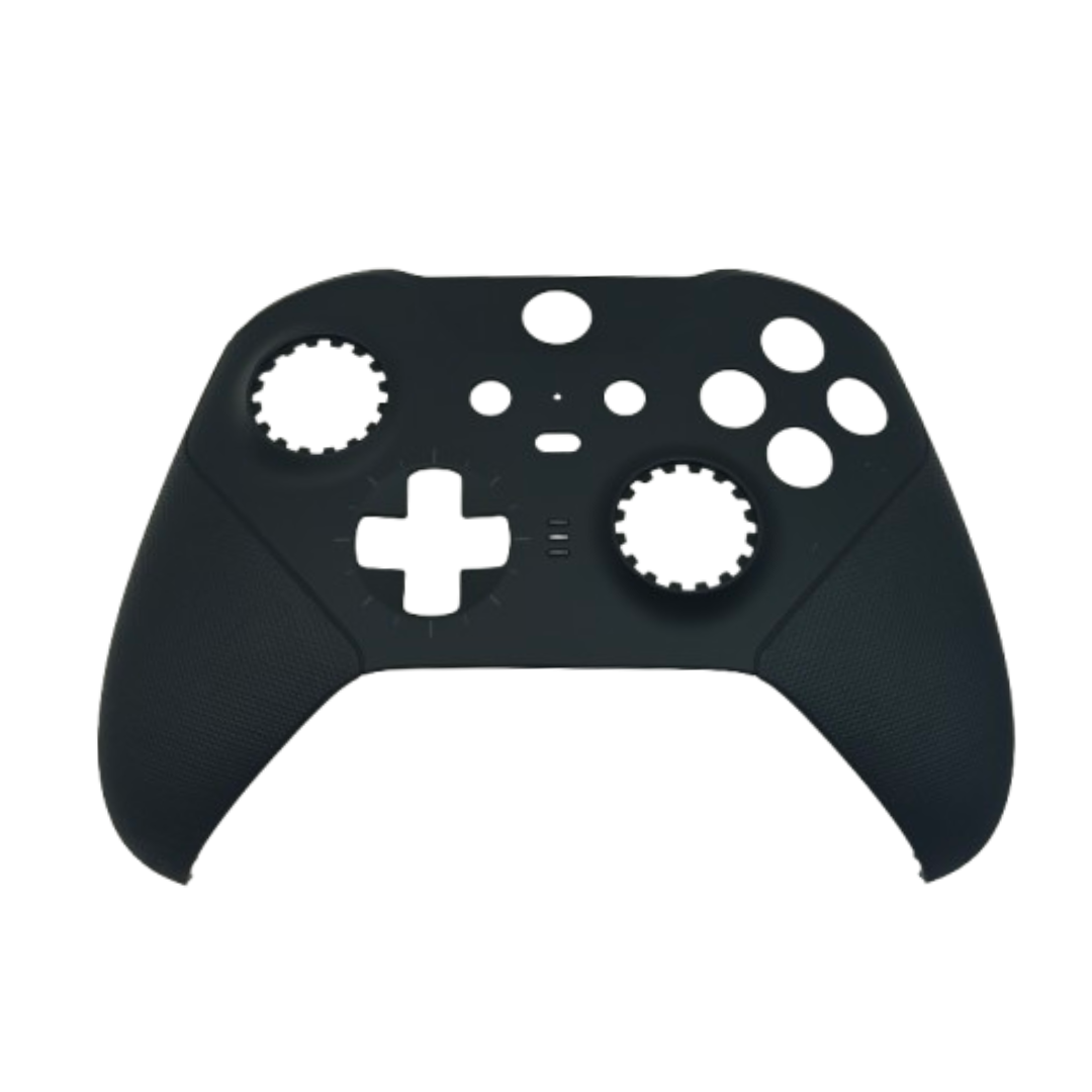 Black controller front shell with cutouts for the buttons, D-pad, and thumbsticks on a white background