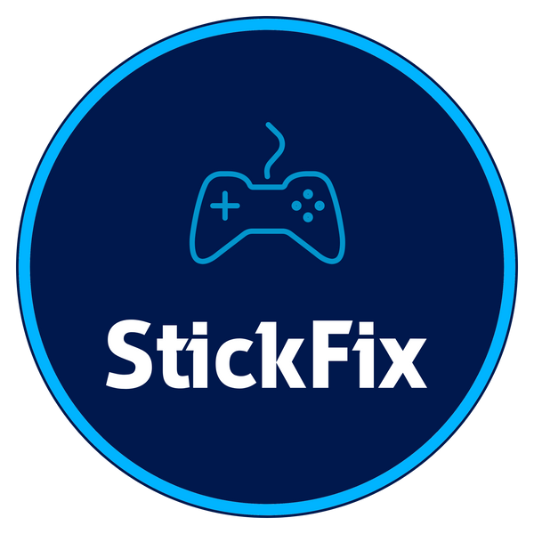 StickFix logo with a gaming controller icon on a blue background