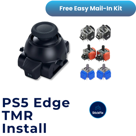 PS5 DualSense Edge joystick module with TMR electromagnetic joystick options — StickFix Repair mail-in service