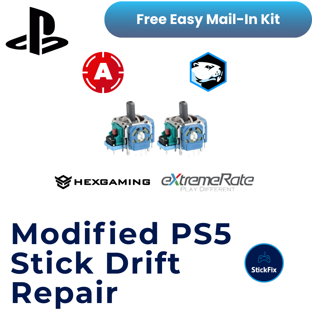 Modified PS5 controller stick drift repair service — StickFix Repair mail-in