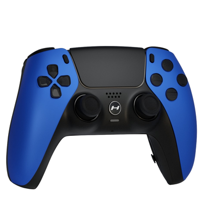 Blue and black Hypr PS5-style controller with black buttons, thumbsticks, and center touchpad on a white background