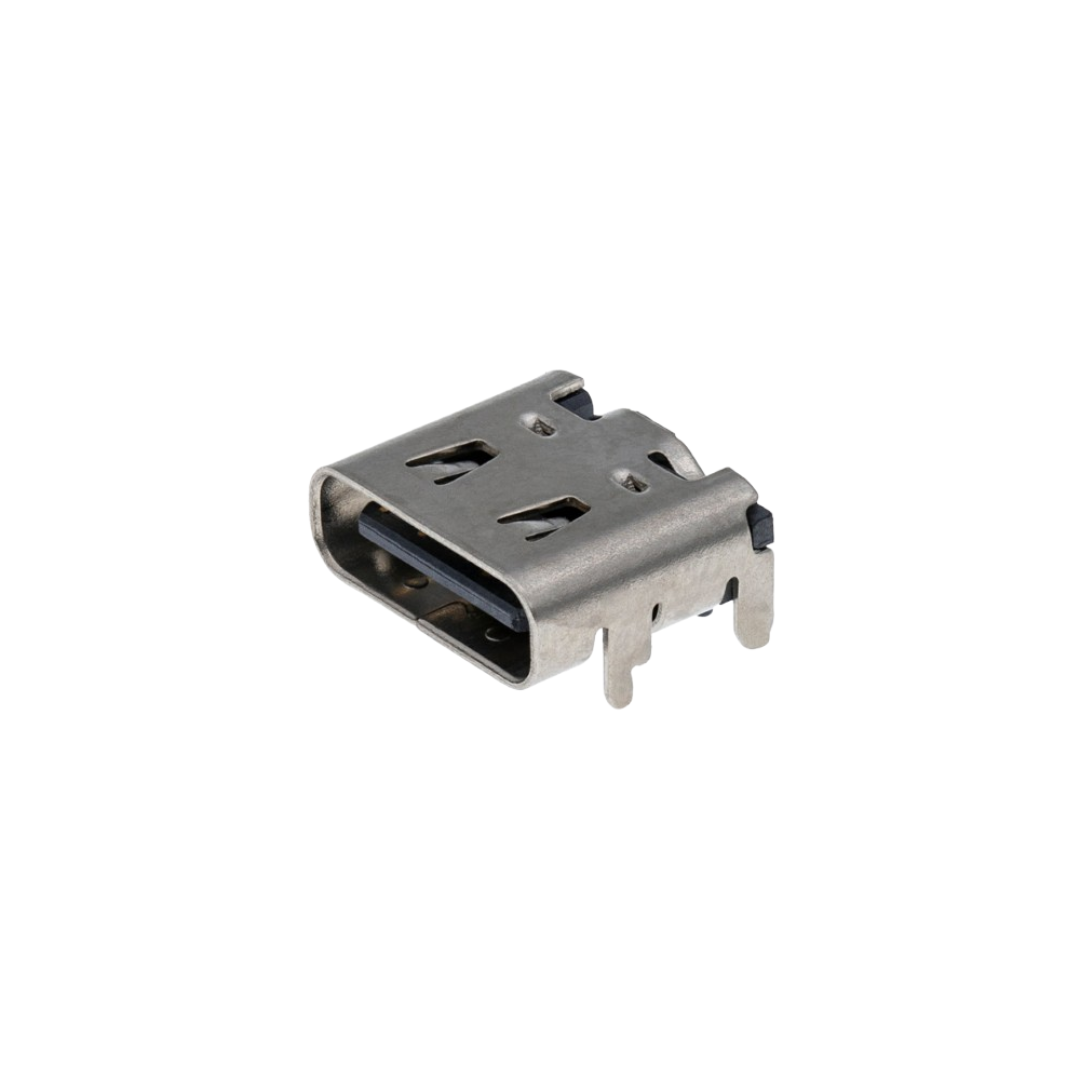 Close-up of a PS5 metal USB-C port component on a white background