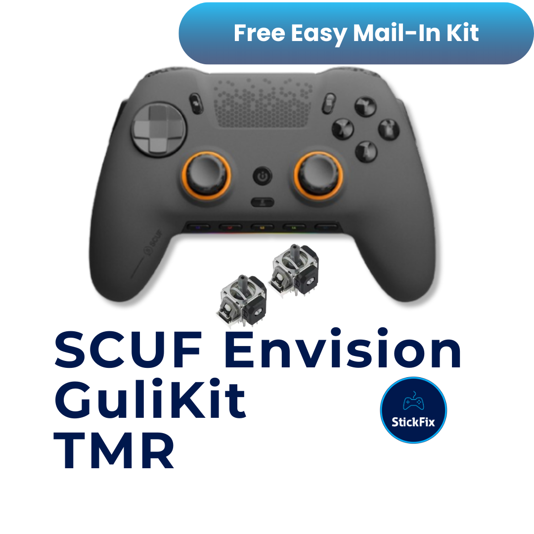 SCUF Envision controller with GuliKit TMR electromagnetic joystick modules — StickFix Repair mail-in service