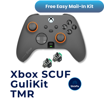 Xbox SCUF controller with GuliKit TMR electromagnetic joystick modules — StickFix Repair mail-in service