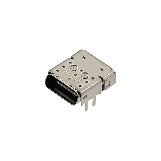 Close-up of an Xbox metal USB-C port component on a white background
